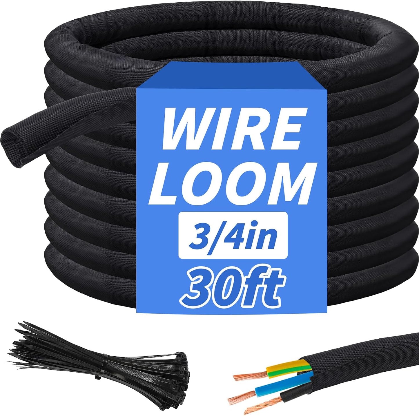Gestión cables manga trenzada 30ft con protección auto