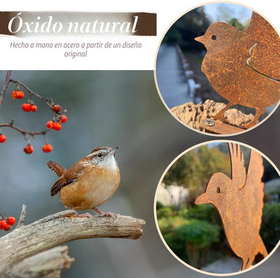 5 Pzas Esculturas Pájaros Metal Decoración Jardín