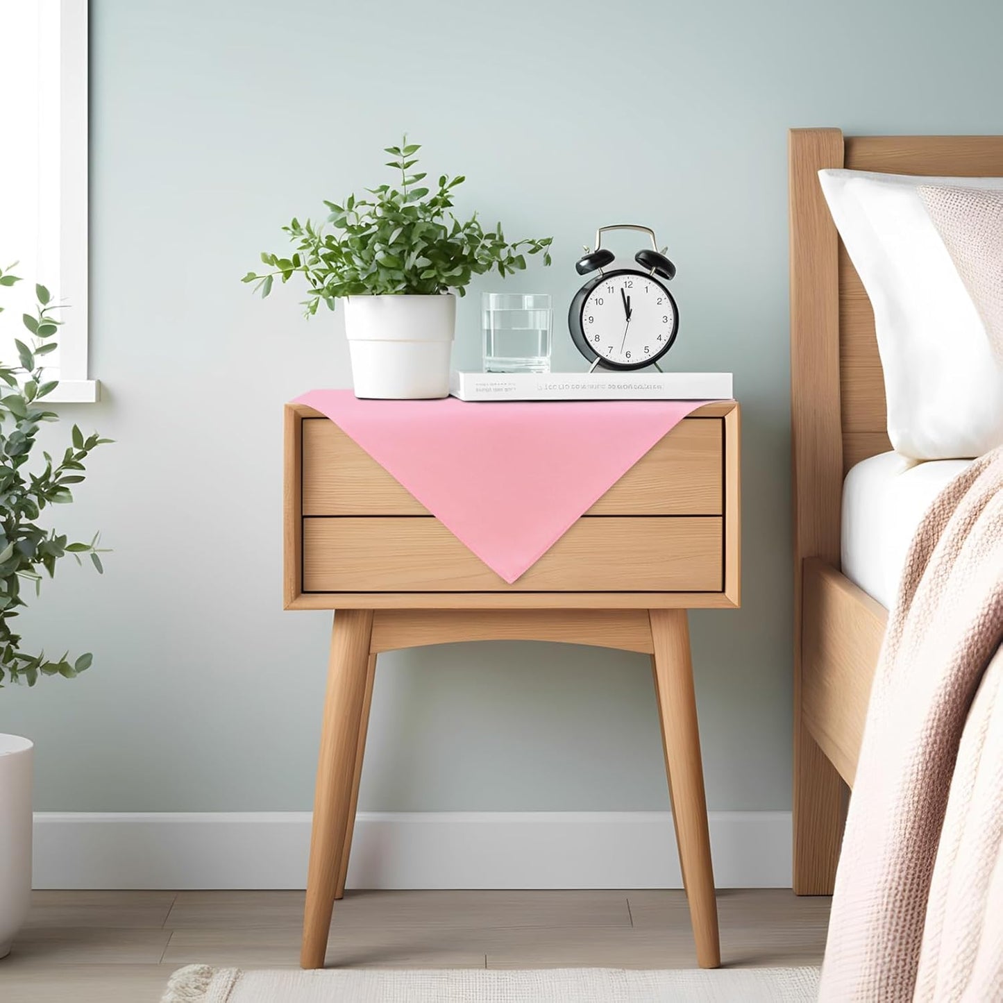 Mantel cuadrado rosa de 24 x 24 pulgadas de poliéster resistente
