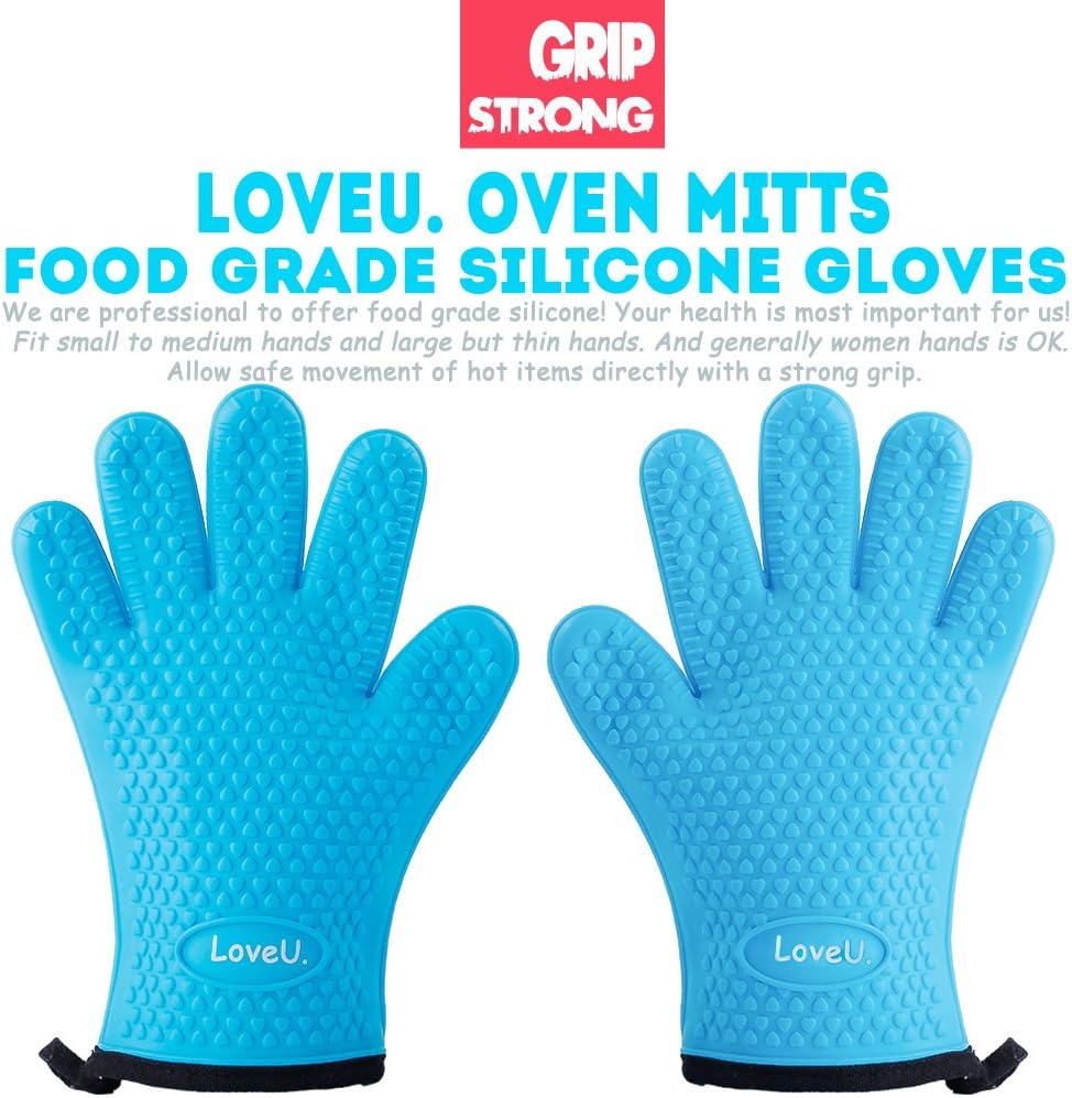 Guantes horno silicona doble capa 5 dedos antideslizante