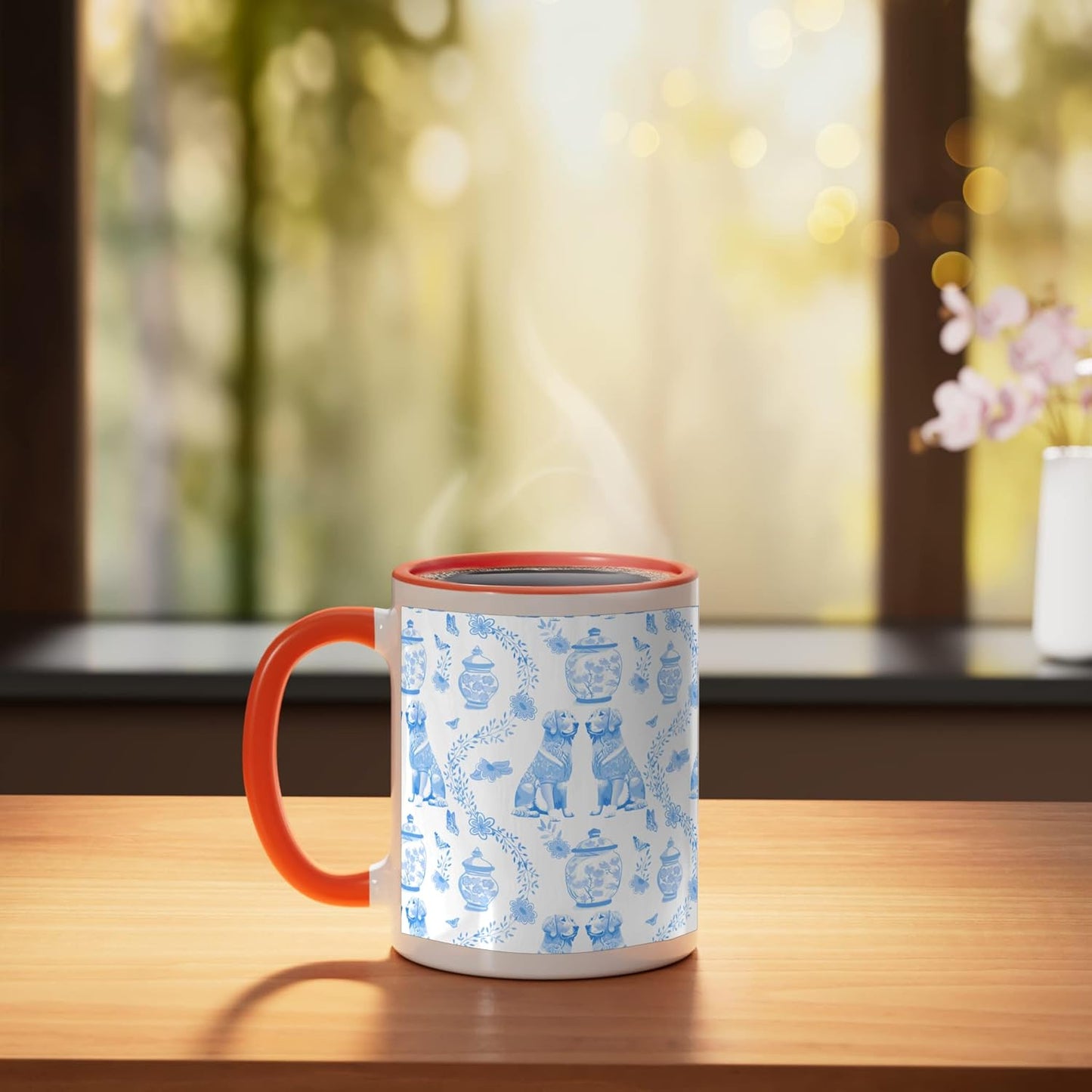 Taza Cerámica Golden Retriever Azul Claro