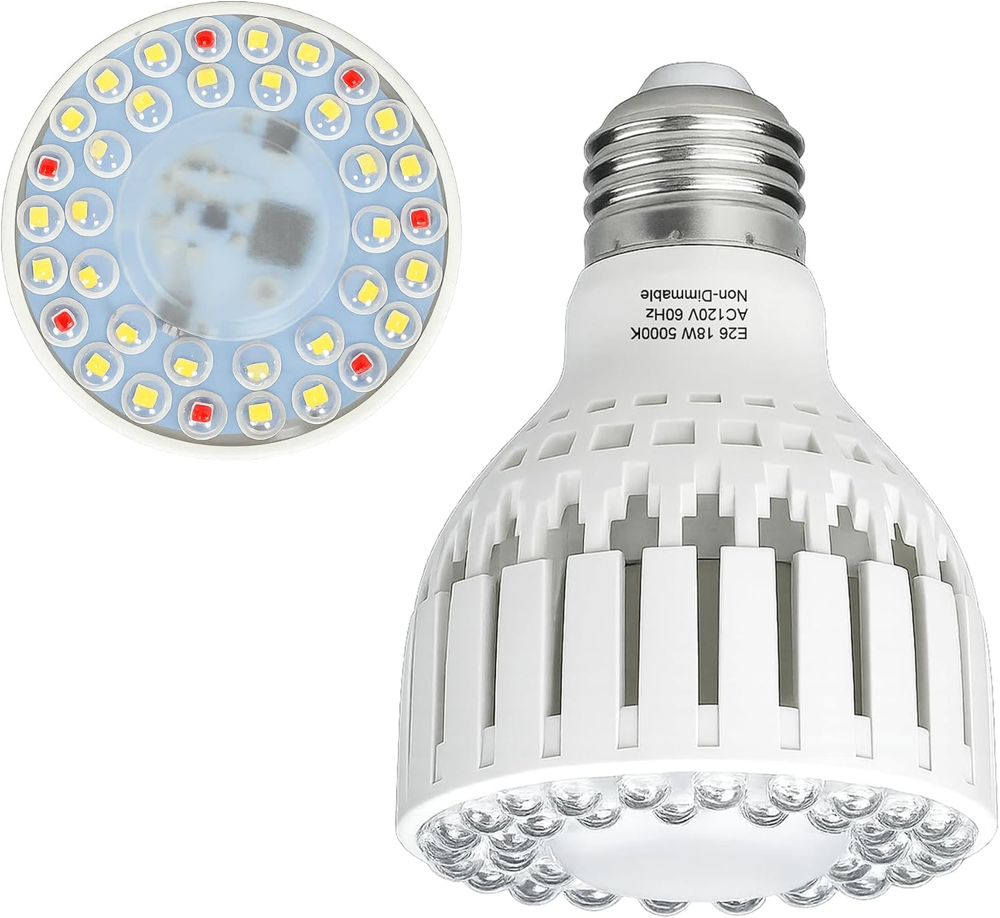 Bombilla LED E26 espectro completo 5000K para plantas 18W