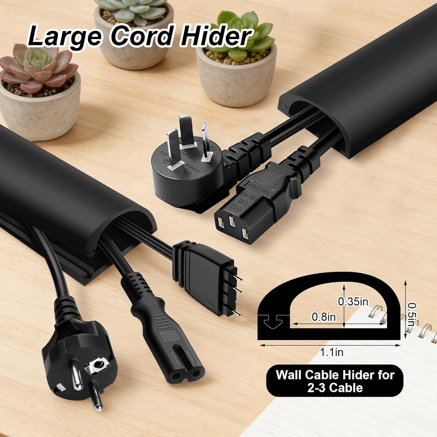 Ocultador cable silicona autoadhesivo para TV y red 2-3