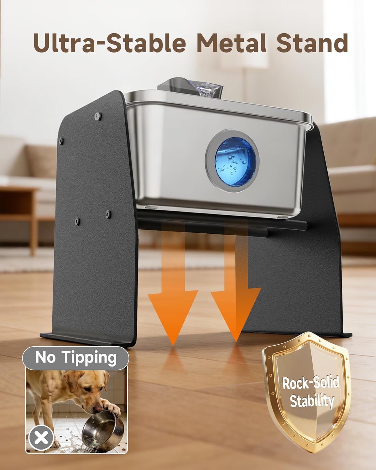 Fuente agua perros 12L acero inox soporte ajustable