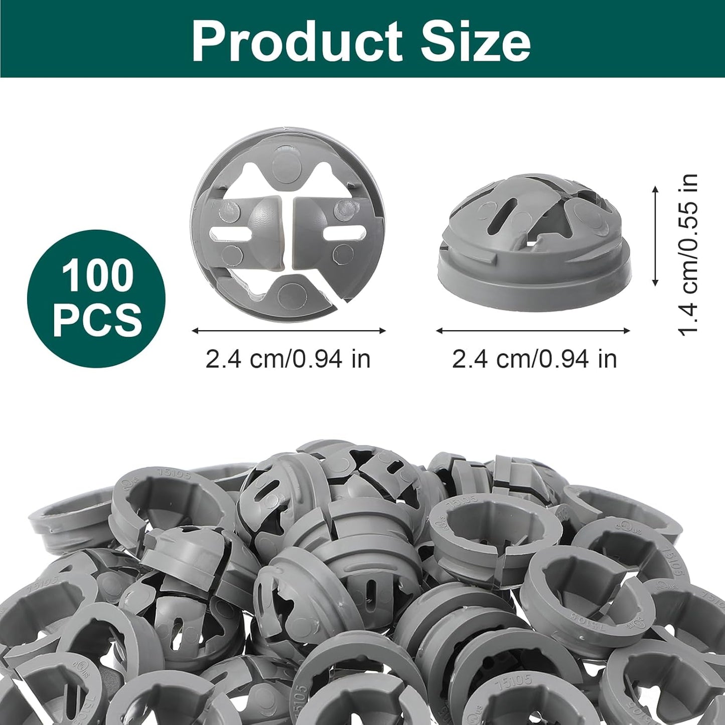 100 Conectores Cable Caja Eléctrica 3/8-1/2pulg Gris