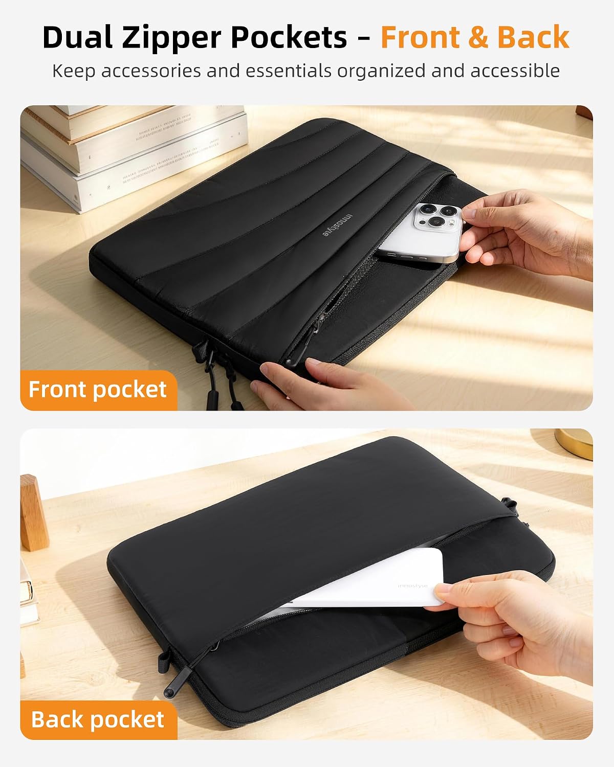 Funda laptop 15-16pulg correa desmontable repelente negro