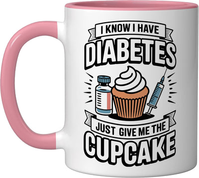 Taza cerámica para diabéticos con cupcake rosa/blanco