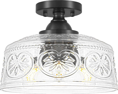Lámpara techo vintage 3 luces vidrio grueso cocina entrada