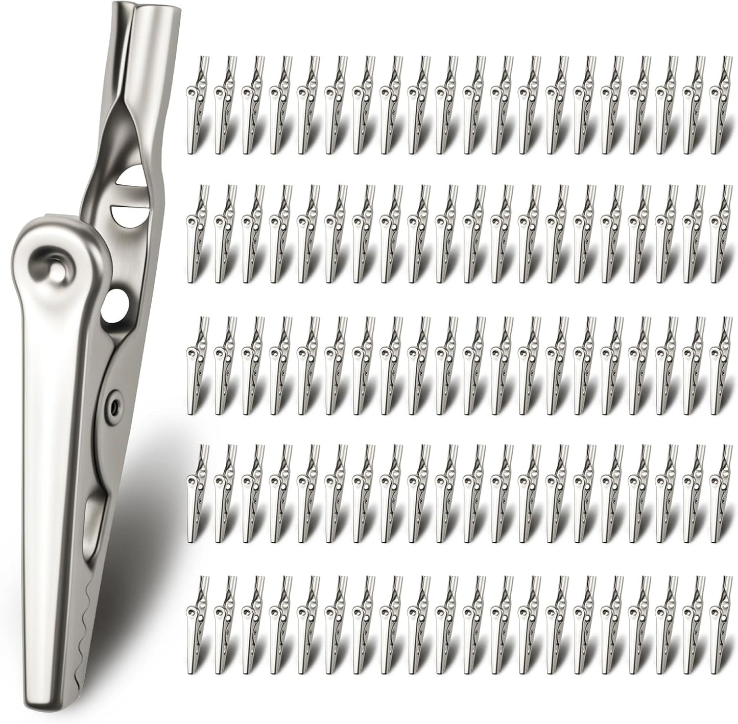 100 Pinzas Cocodrilo Metal 2en2.008pulg Plata Niquelada