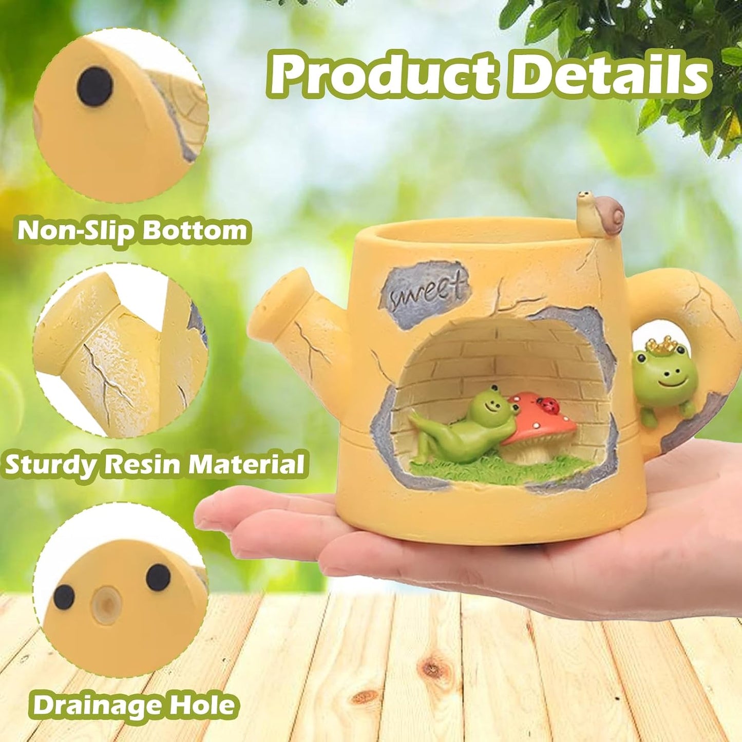 Maceta rana 6pulg drenaje decoración hogar