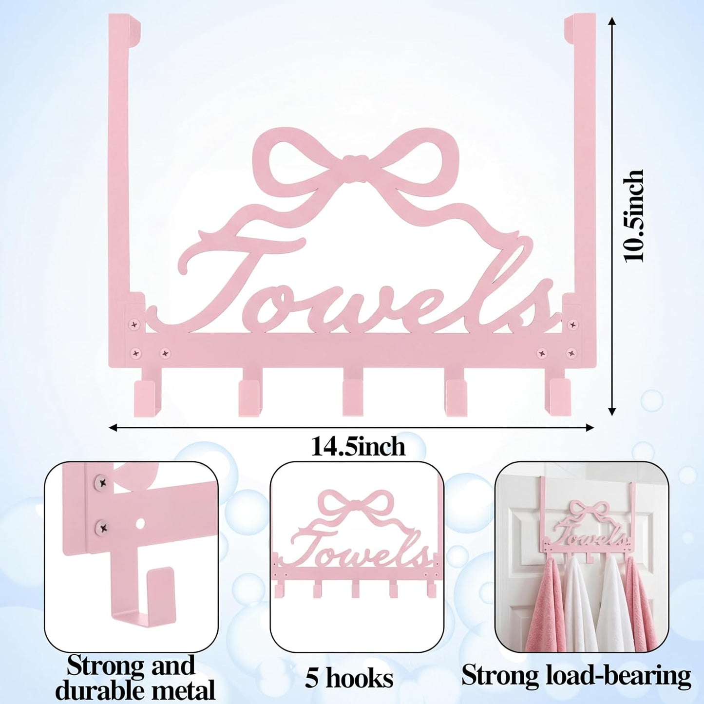 Ganchos con lazo rosa para dormitorio baño cocina