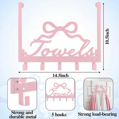 Ganchos con lazo rosa para dormitorio baño cocina