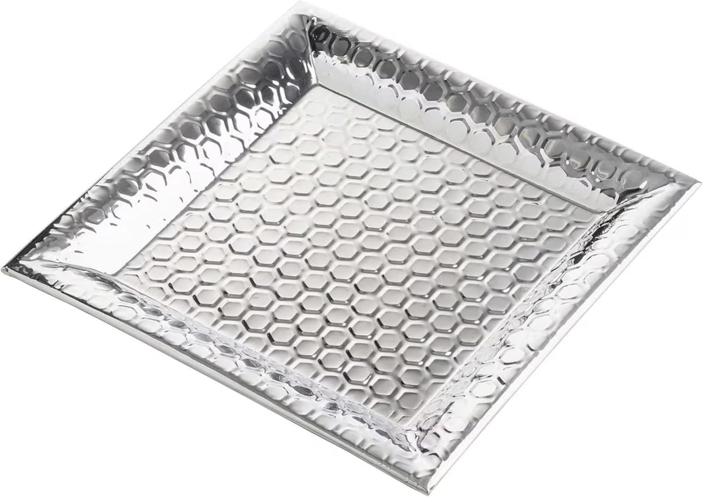 Bandeja cuadrada acero inox patrón panal 14x14pulg
