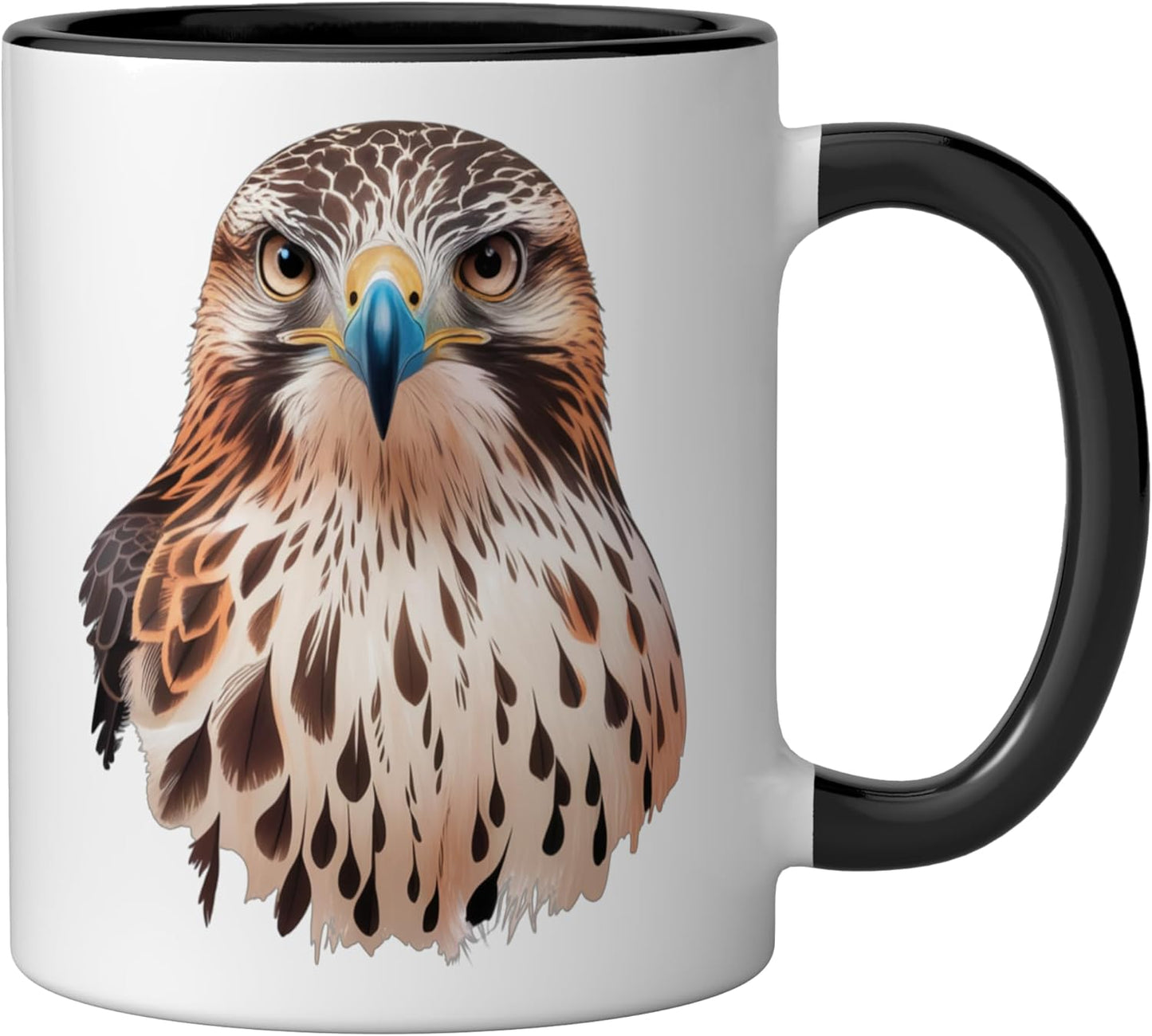 Taza cerámica diseño halcón color negro y blanco