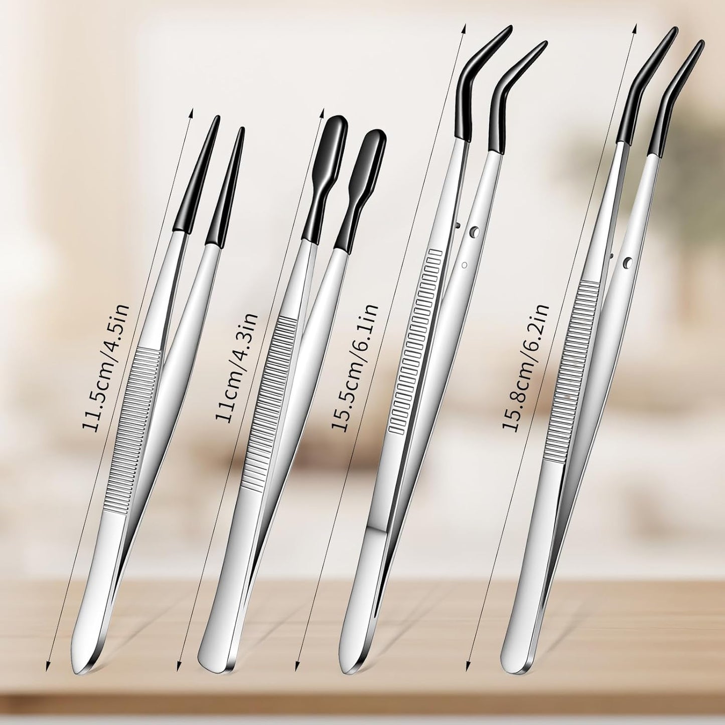 Set 4 Pinzas Goma PVC Punta Plana Manualidades