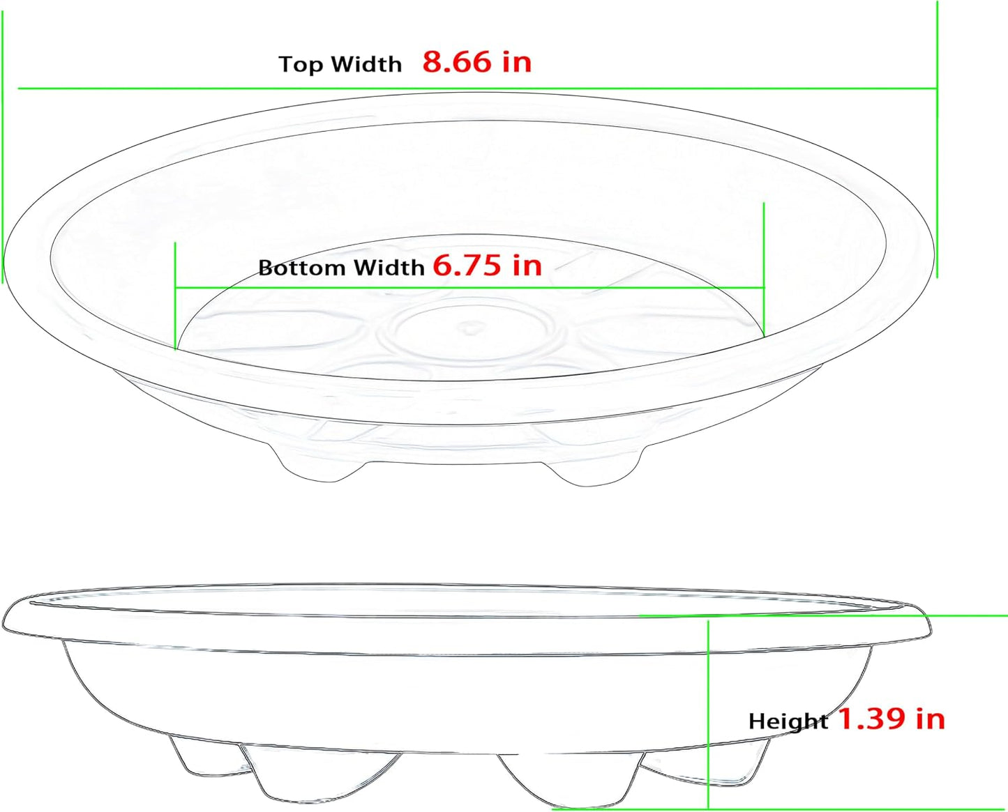 6 Pzas Platillos Plástico Transparente 8pulg para Plantas