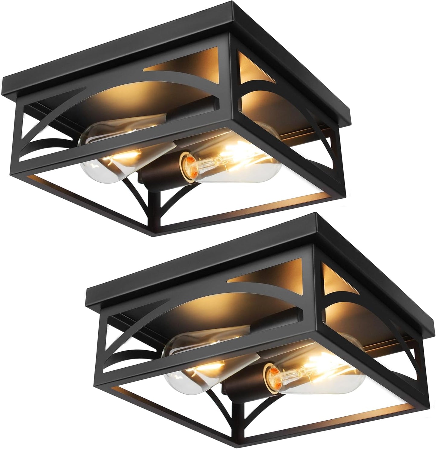 Lámpara techo cuadrada negra 10pulg industrial inox para exteriores