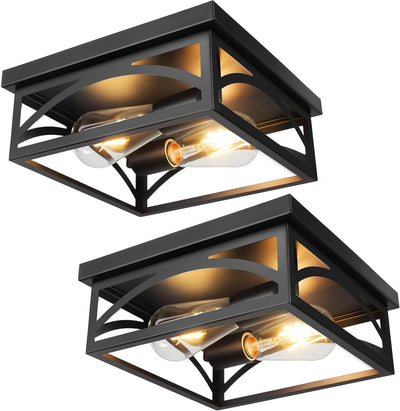 Lámpara techo cuadrada negra 10pulg industrial inox para exteriores