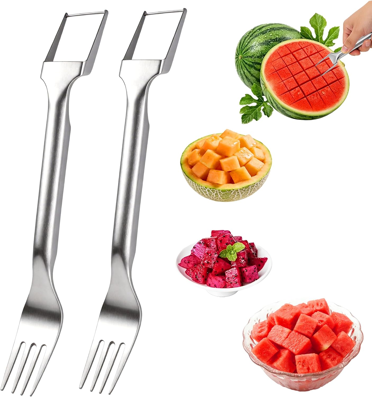 Cortador de sandía 2 en 1 acero inoxidable mango ergonómico