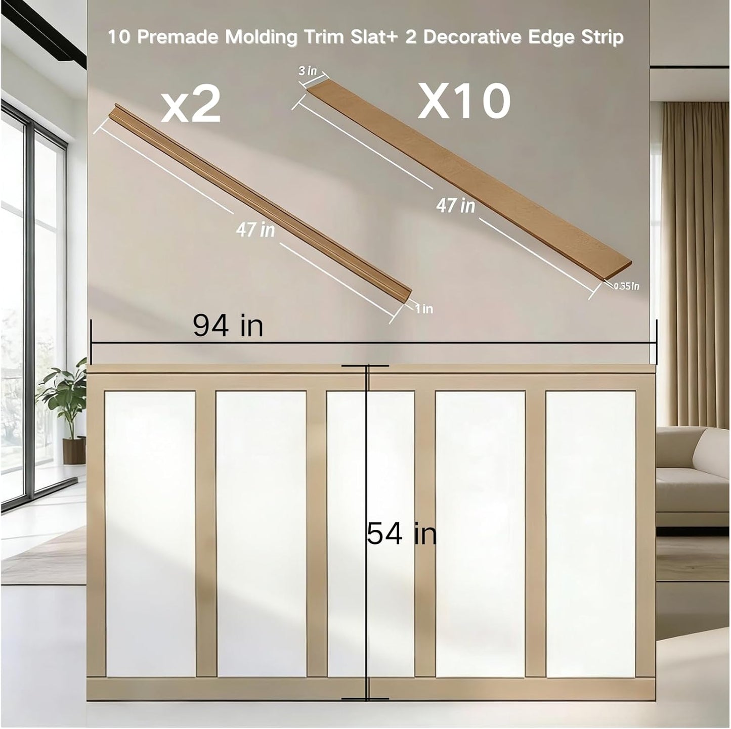Tablero MFD 94.5x54pulg kit revestimiento cera pintable