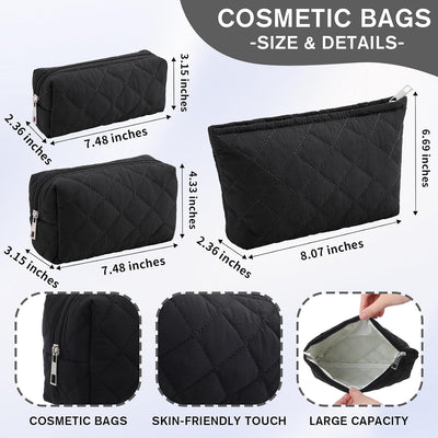 Bolsa acolchada maquillaje mujer 3 pzas regalo San Valentín