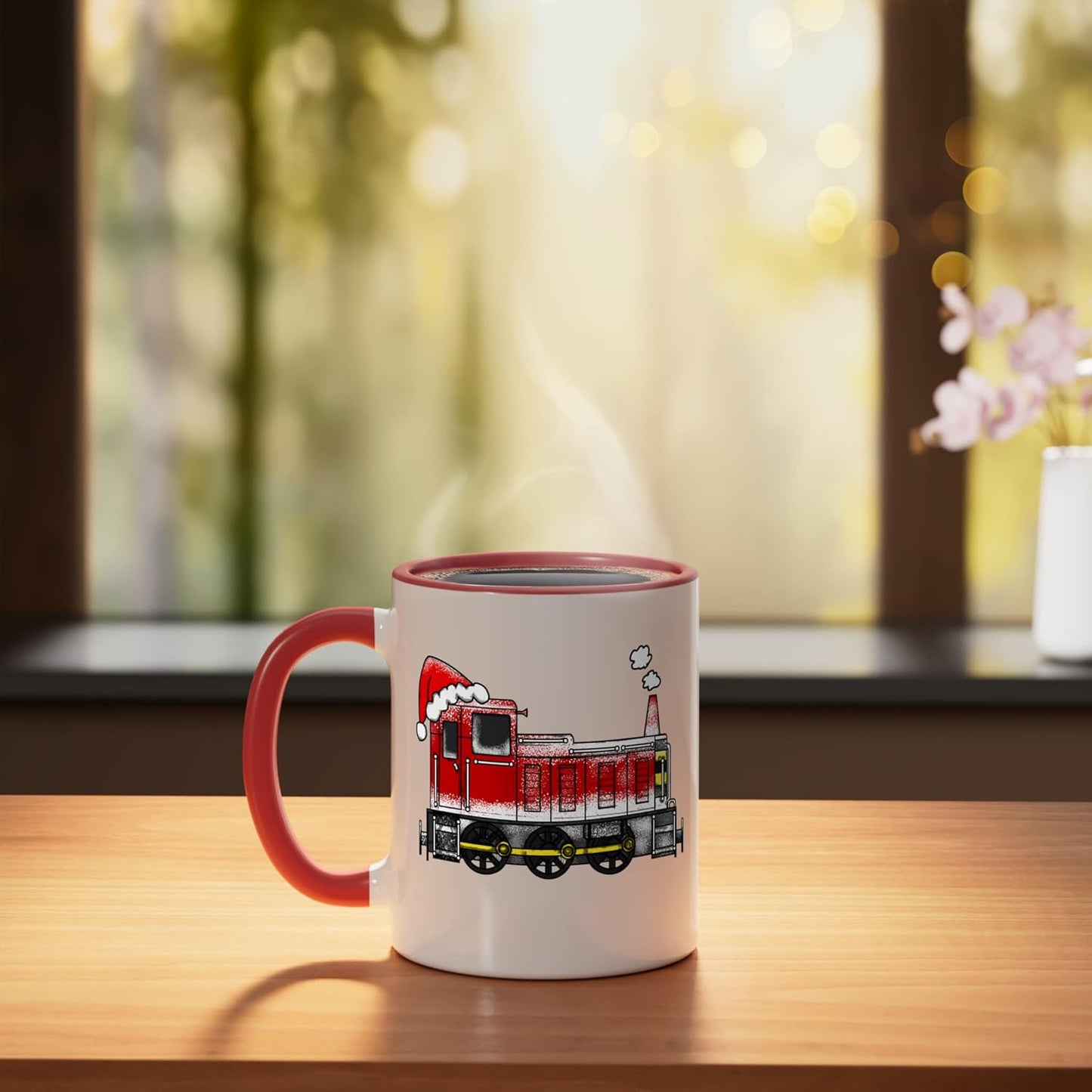 Taza de cerámica navideña para entusiastas del ferrocarril 2024