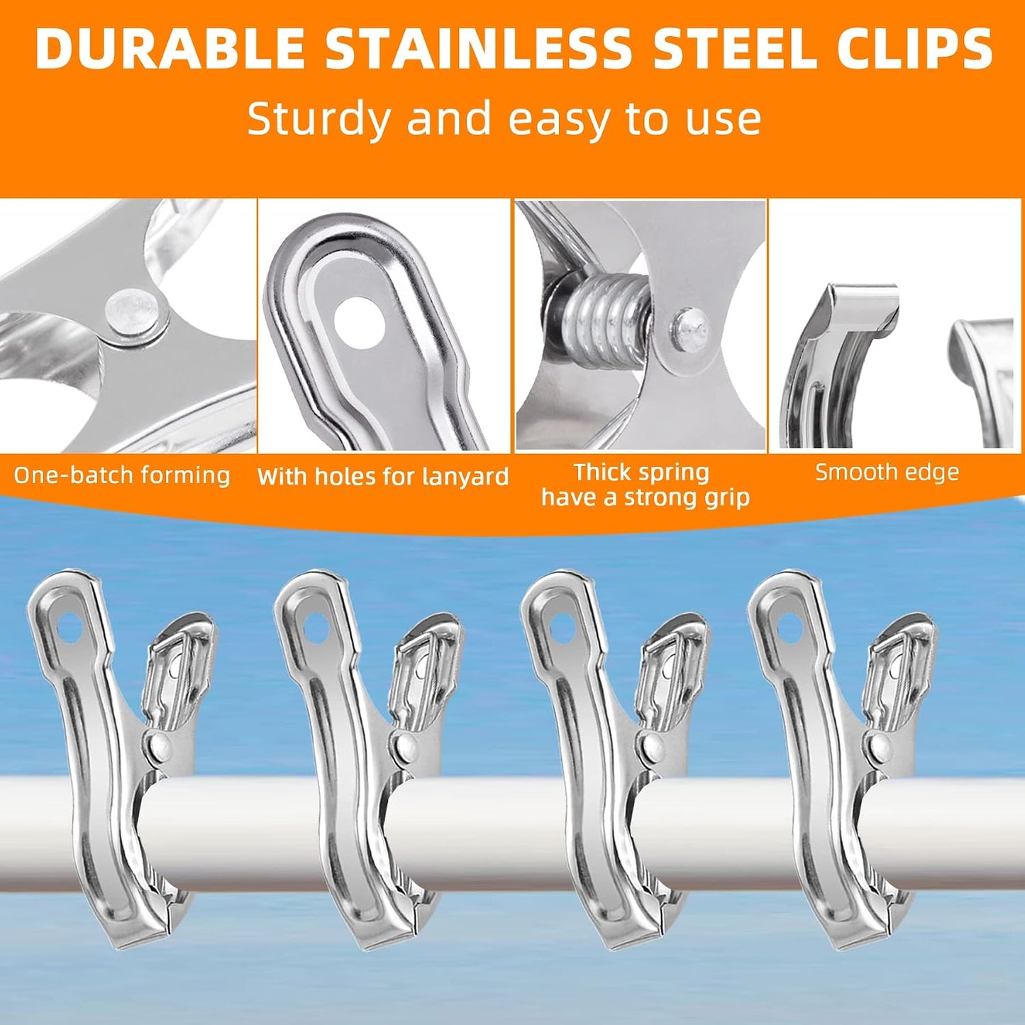 40 Clips Jardín Acero Inox para Red Invernadero