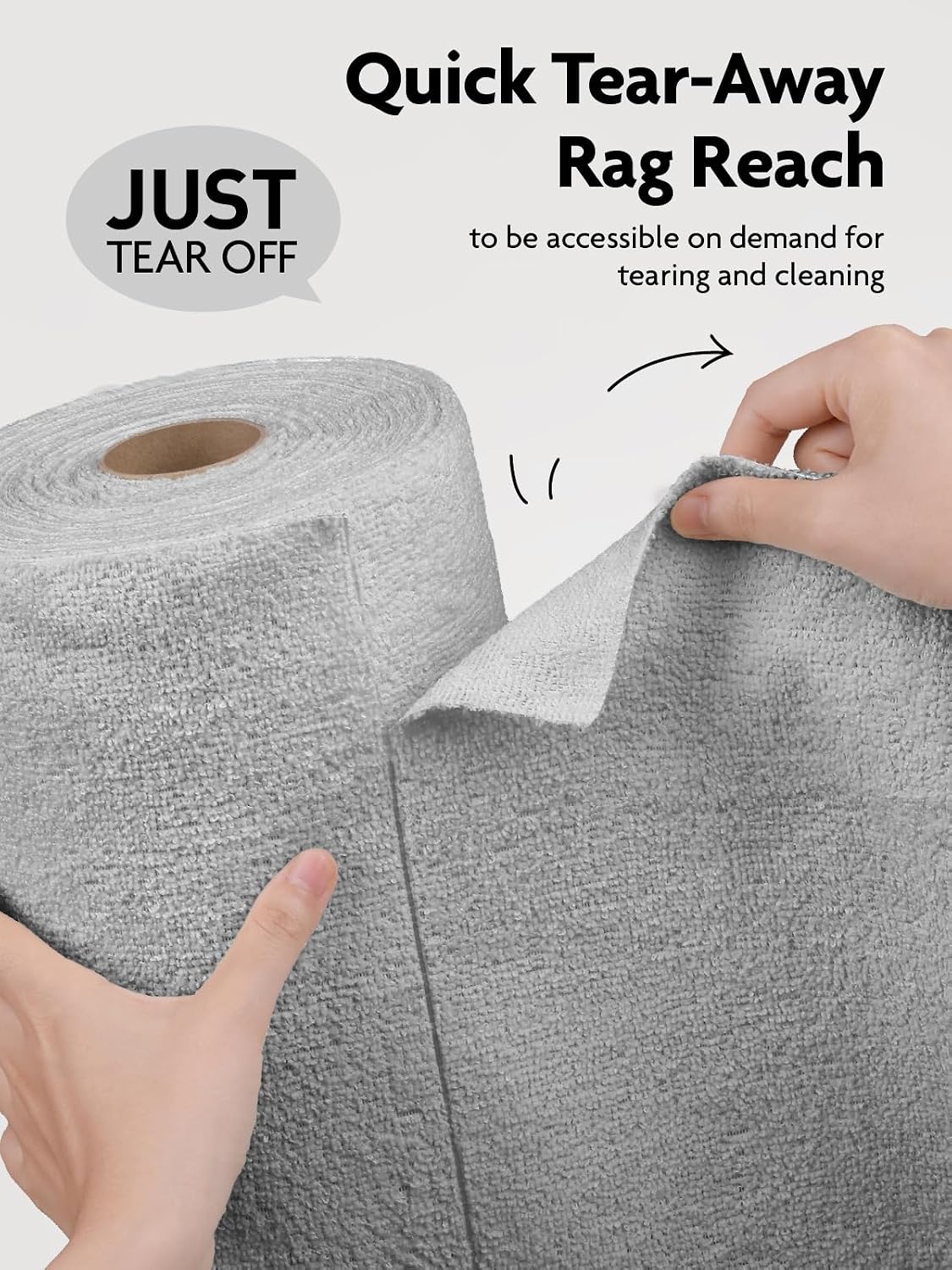 Rollo paño microfibra 90 toallas 12x12pulg reutilizables gris