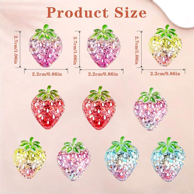 Imanes de fresa decorativas para refrigerador, 10 unidades, regalo para niñas y mujeres