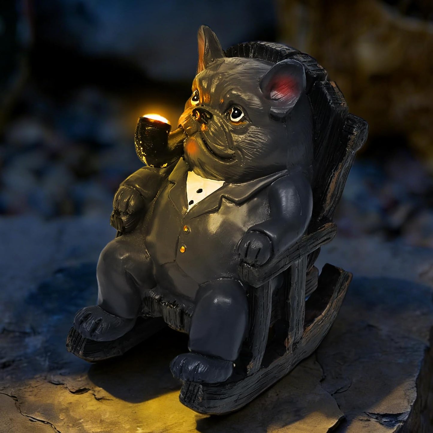 Estatua jardín con luz sol para patio regalo mamá