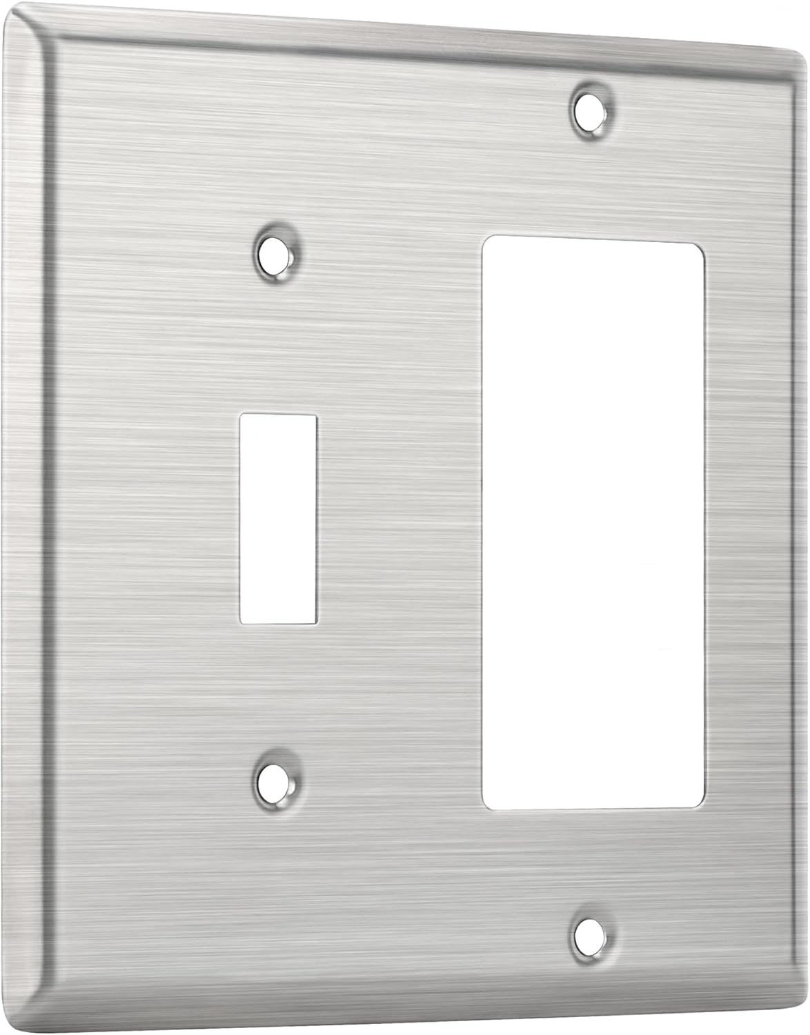Placa pared interruptor palanca acero inox plata 4.50x4.57