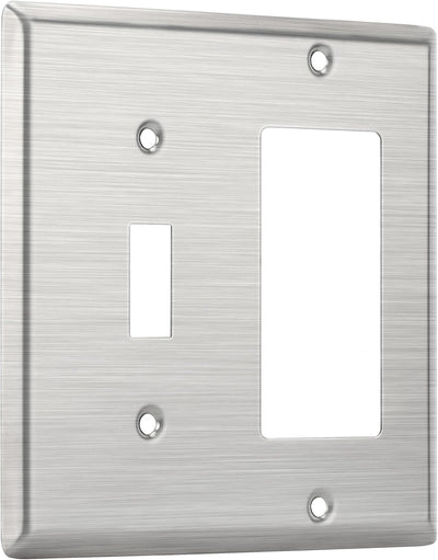 Placa pared interruptor palanca acero inox plata 4.50x4.57