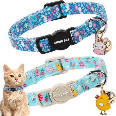 2 Collares Pascua para Perros y Gatos con Campanas Azul y Verde