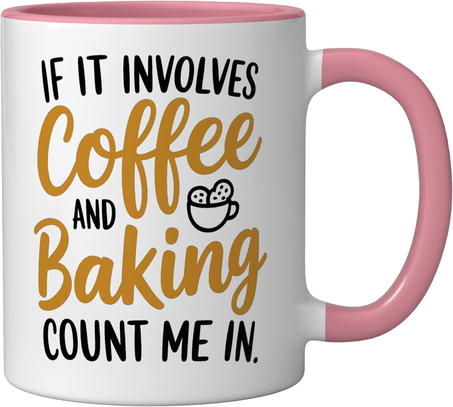 Taza Cerámica Cocina Cafetera Estilo Tipografía Rosa/Blanca