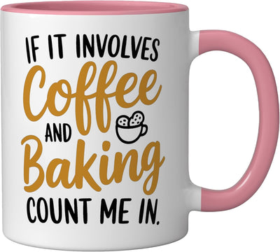 Taza Cerámica Cocina Cafetera Estilo Tipografía Rosa/Blanca