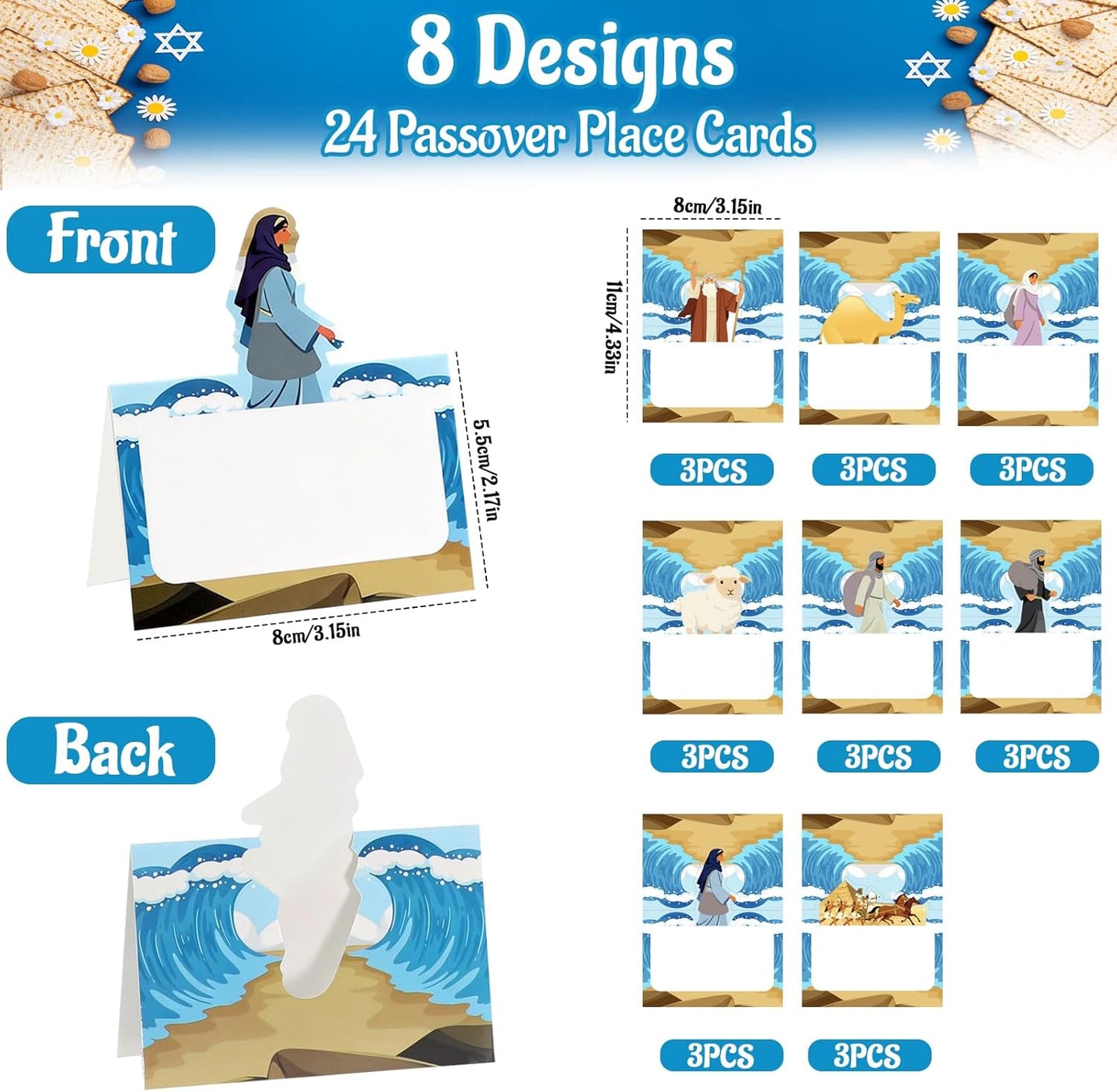 Paquete de 24 tarjetas de lugar de Pascua decorativas