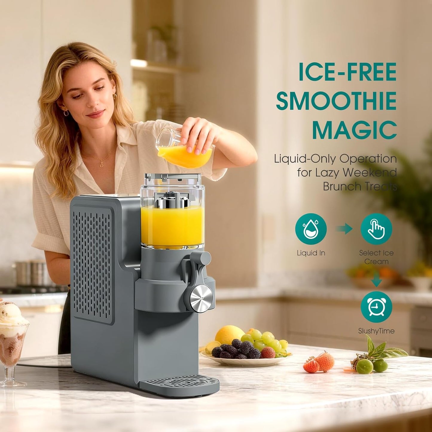 Máquina de slushie auto-limpia con display temperatura 7 programas