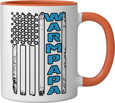 Taza Cerámica Bandera Americana Vintage Naranja/Blanco