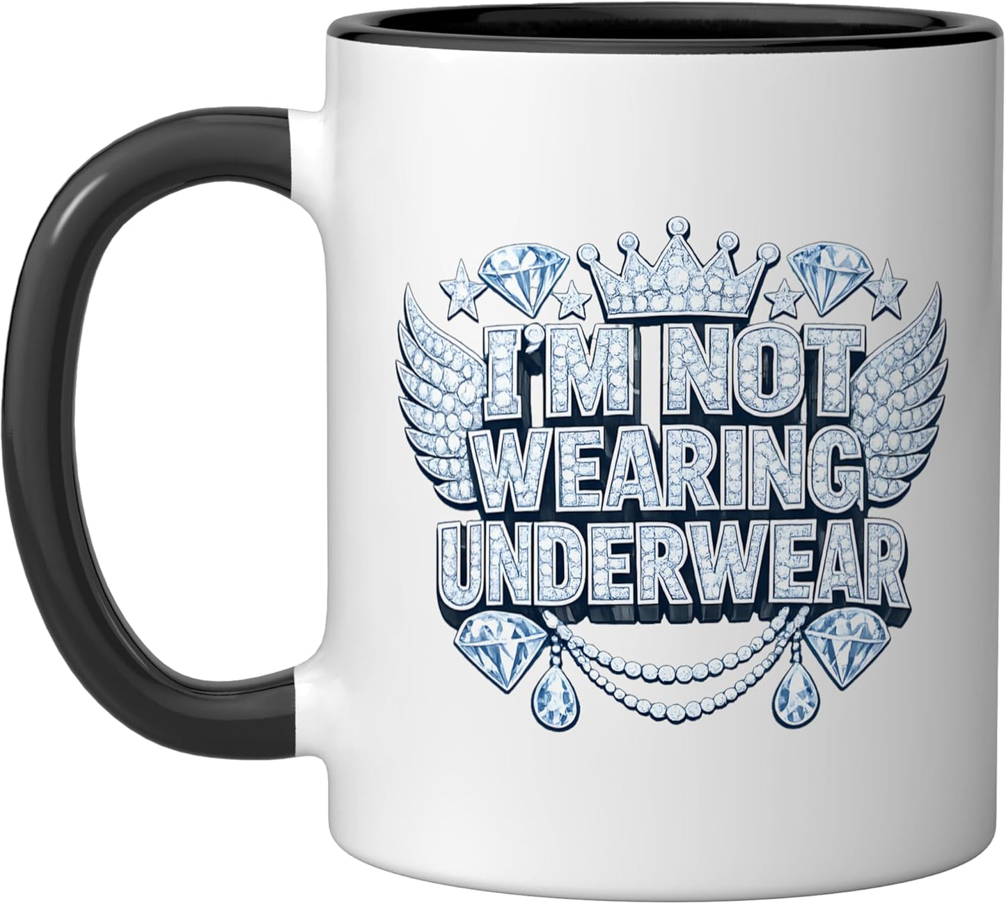Taza Cerámica con Corona Diamante Negro/Blanco