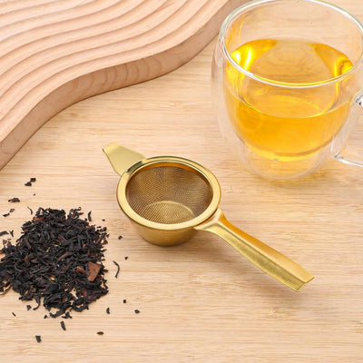 Mini tamices Matcha de acero inoxidable dorado doble uso