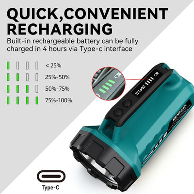 Linterna LED recargable 2000lm 8 modos IP67 banco 18000mAh