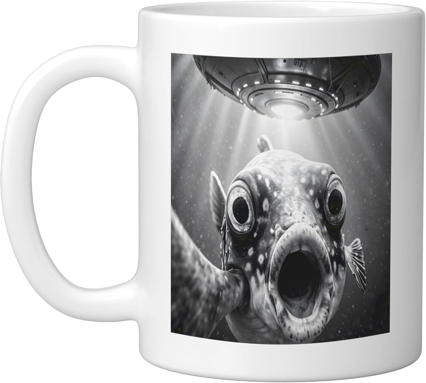 Taza cerámica de pescado globo submarino con nave espacial para adultos y niños