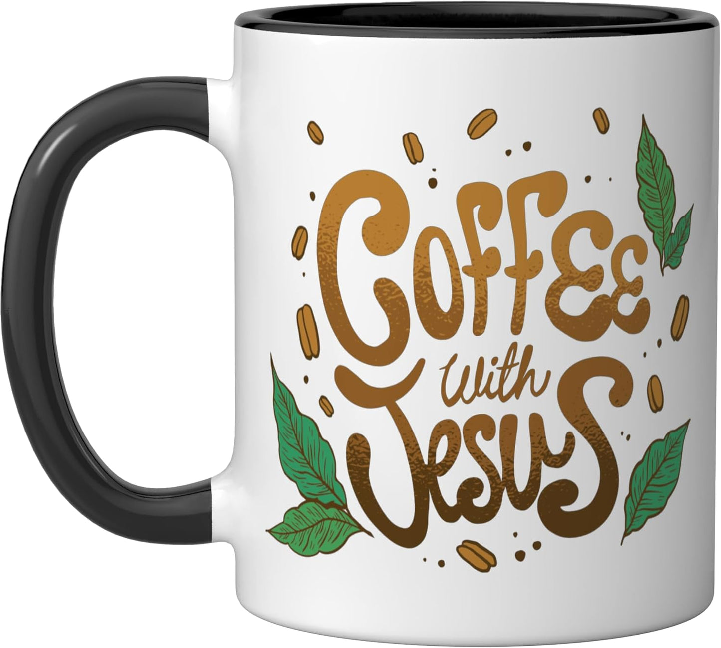Taza Cerámica Café con Jesús Negro/Blanco
