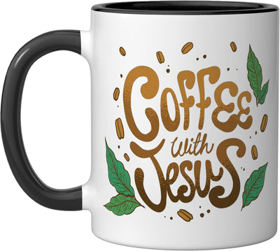 Taza Cerámica Café con Jesús Negro/Blanco