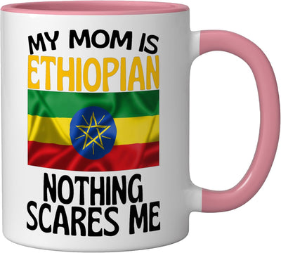 Taza cerámica para mamá etíope divertida color rosa/blanco