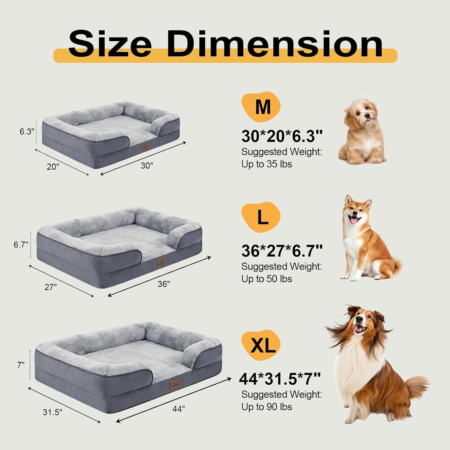 Cama ortopédica perros espuma gel funda impermeable gris 30pulg