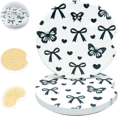 Posavasos cerámica automóvil 2.64pulg diseño mariposa negra