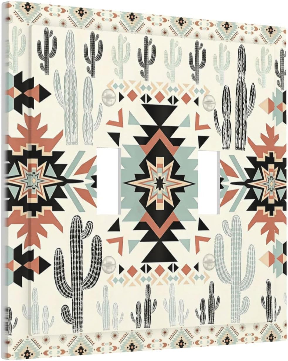 Placas cactus azteca estilo bohemio tribal con interruptor