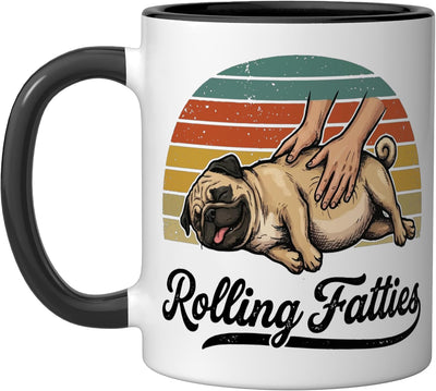 Taza de cerámica Rolling Fatties negra y blanca