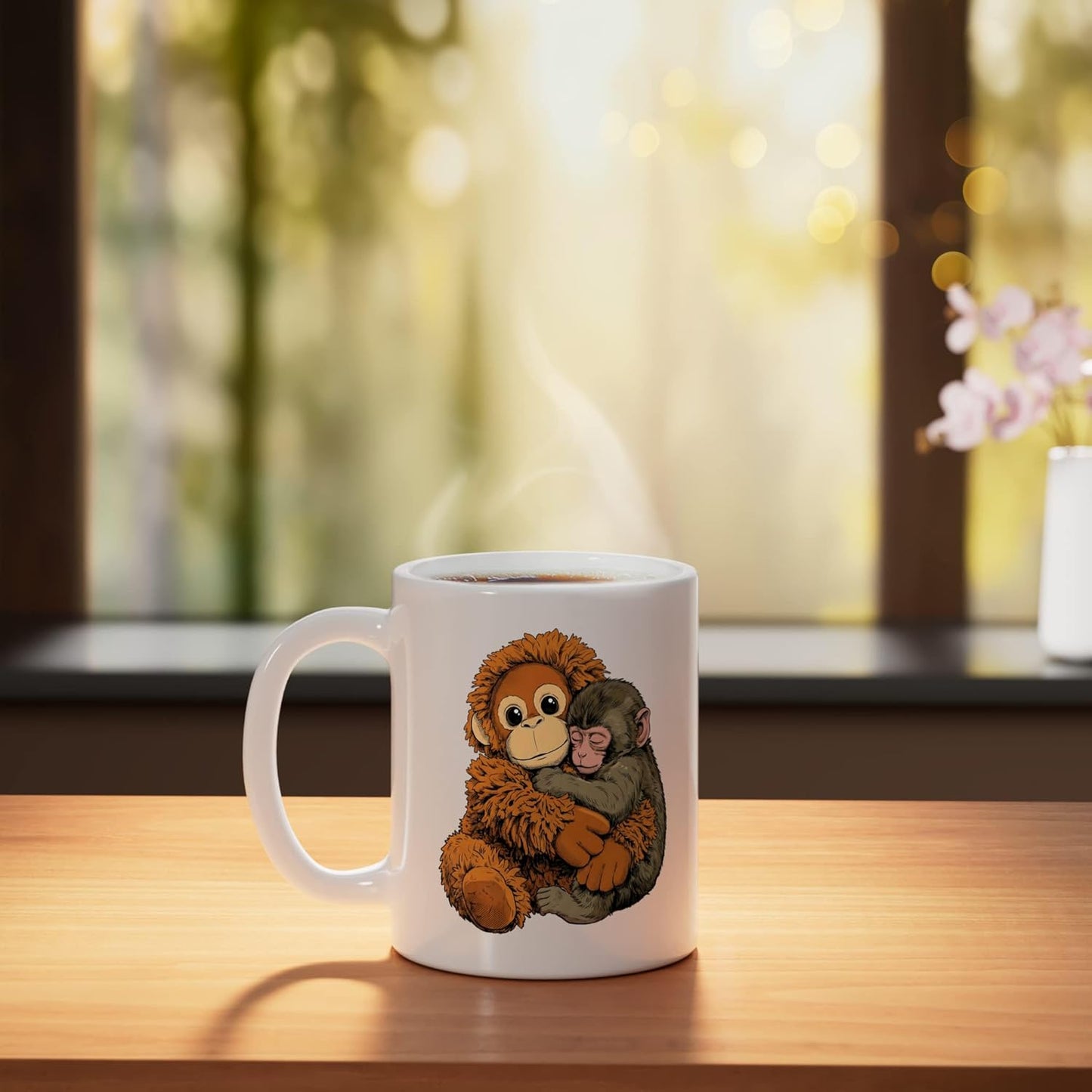 Taza Cerámica para Bebé con Brazo de Abrazo Blanco